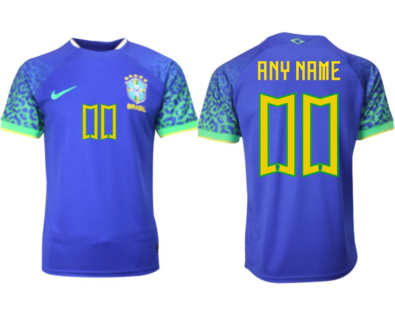 Men 2022 World Cup National Team Brazil away aaa version blue customized Soccer Jerseys->brazil jersey->Soccer Country Jersey